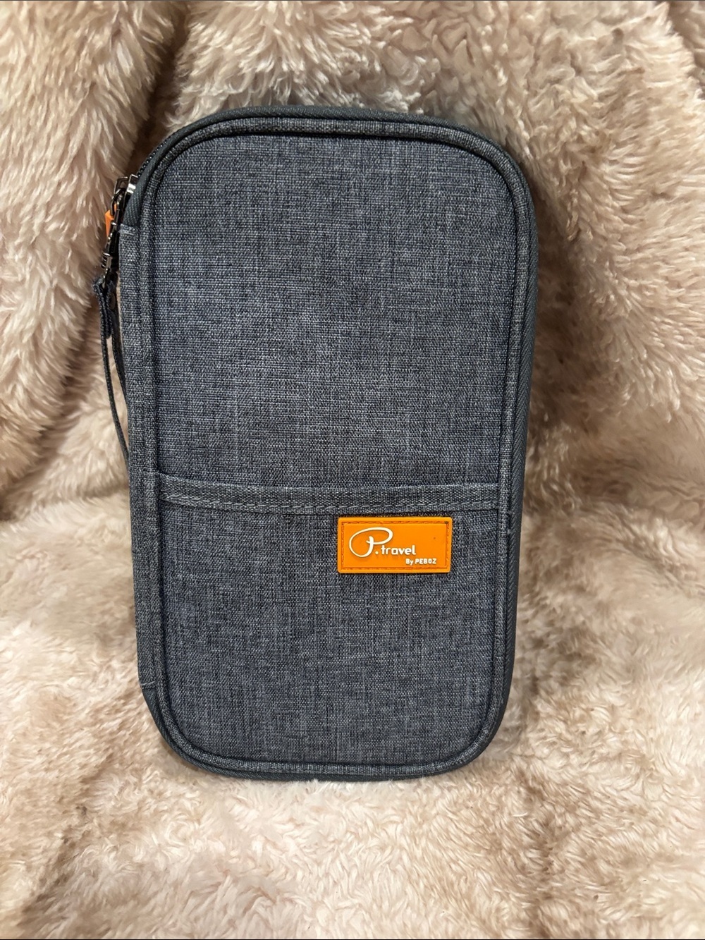 P. travel Denim Blue Passport Organizer with Orange Accent